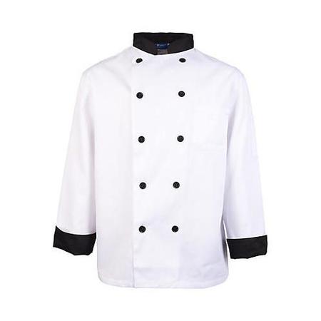 Kng Medium White and Black Executive Chef Coat 1048M
